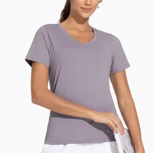 Women's Breathable Workout Shirts V-Neck